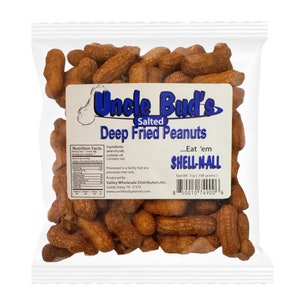 Uncle Bud's Deep Fried Peanuts - 1 Pack - Salted, Cajun, Garlic, Hot, Old Bay, Salt & Vinegar, Bacon BBQ