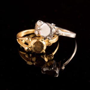 Diamond engagement non traditional ring, Non diamond ring, Unique engagement ring, Diamond like silver wedding ring, Statement gold 14k ring