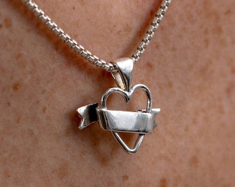 Grote open hartketting voor vrouwen, sterlingzilveren harthangerketting, Valentijnsdag liefdesbedel, hartbedelketting voor haar handgemaakt