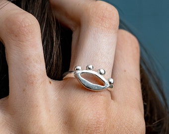 Evil eye ring, Unique sterling silver evil eye ring, Statement eye ring sterling silver, Large eye charm ring, Hand made eye ring women gold