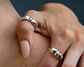 Architectural silver ring, Chunky statement sterling silver ring, Silver signet ring unisex, Large hand made antique look ring unisex silver