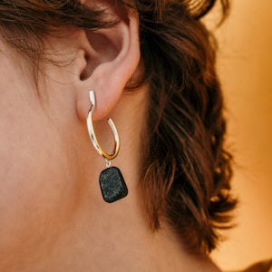 Natural lapis lazuli earrings, Lapis dangle earrings sterling silver, Lapis earrings, Navy blue earrings, Gemstone hoops earrings gold lapis