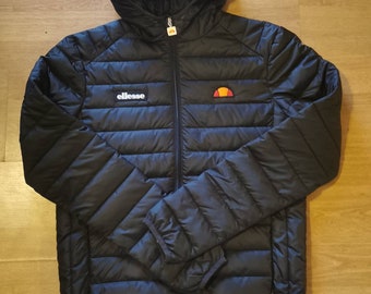 Ellesse Lombardy Bomber Puffer Jacket Black Hooded Winter Size XS VGC SHS01115