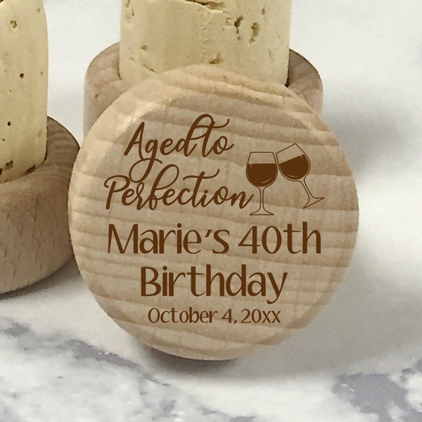 Aged to Perfection Wine Stopper, FREE ORGANZA BAG, Engraved Birthday Wine Cork, Wine Birthday Gift, Birthday Party, Birthday Party Favor