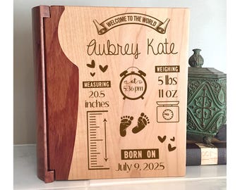 Welcome to the World Baby Photo Album, Personalized Stat Album for Newborn, Baby's First Year, Baby Shower Gift