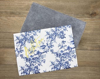 Microfiber Lined Cleaning Cloth, Personalized French Blue Toile Touch Screen, Phone and glass Lens Cleaning Wipe