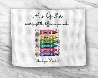 Teacher Appreciation Kitchen Towel and Potholder, Personalized Teacher Gift, Never Forget the Difference You Make