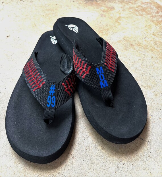 Baseball flip flops womens store