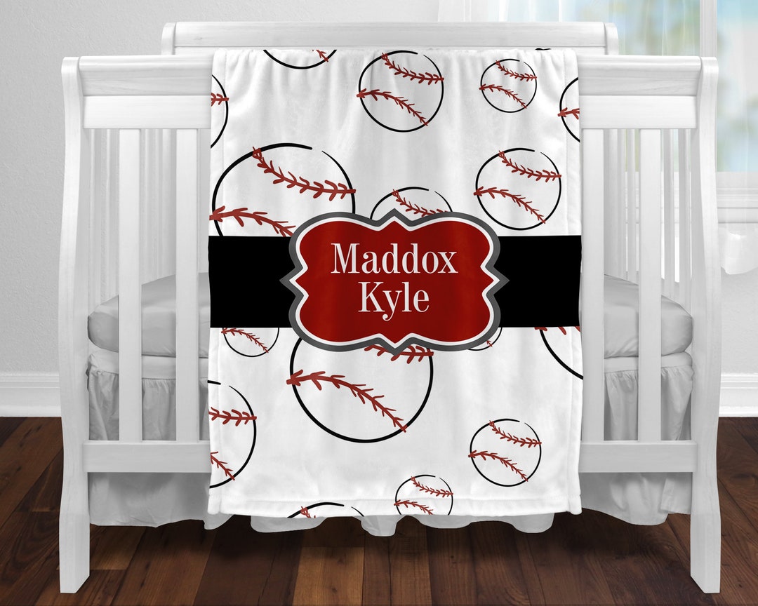 Personalized Baseball Baby Blanket, Baseball Toddler Blanket, Sports Blanket, Custom Baby Shower