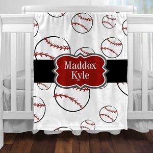 Personalized Baseball Baby Blanket, Baseball Toddler Blanket, Sports Blanket, Custom Baby Shower Gift, Personalized Baby Name Blanket