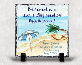 Personalized Retirement Slate, Retirement Plaque, Beach themed Retirement Gift, Retirement Keepsake, Gift for retiree, Beach themed decor