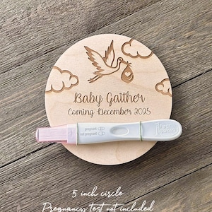 Wooden Pregnancy Announcement - Personalized Stork Theme Pregnancy Photo Prop - Baby Coming Soon Reveal Wooden Sign
