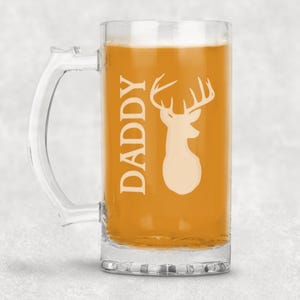 Personalized Beer Mug, Engraved Beer Stein, Deer Head Themed Beer Mug, Gift for Daddy, Father&#39;s Gift, Craft Beer Lovers Gift