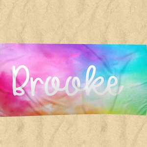 Personalized Tie Dye Beach Towel, Tie Dye Pool Party Towel, Tie Dye Rainbow Towel, Tie Dye Beach Towel, Tie Dye Decor, Christmas