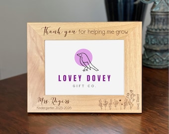 Thank You for Helping Me Grow Teacher Appreciation Gift, Personalized Teacher Appreciation Picture Frame Gift, Special Present for Teacher