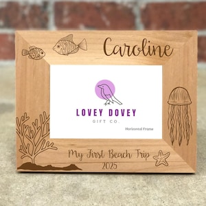 Personalized Beach Vacation Picture Frame, Child&#39;s First Beach Vacation, Keepsake Vacation Frame, Custom Baby&#39;s Trip Frame, First Beach Trip
