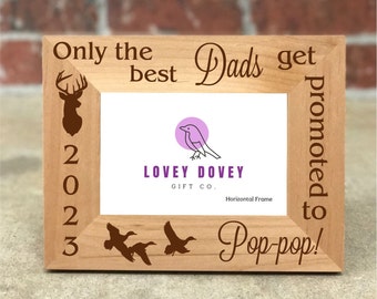 Only the Best Dads Get Promoted to Pop Pop Picture Frame, Grandparent Keepsake Picture Frame, Personalized Pregnancy Announcement Gift