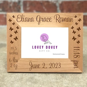 Personalized Butterfly Baby Photo Frame, Baby Butterfly Nursery, Baby Butterfly First Birthday, Butterfly Decor, Butterfly Baby Shower Theme