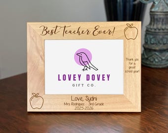 Best Teacher Ever Photo Frame, Personalized Teacher Appreciation Gift, Teacher Picture Frame Gift