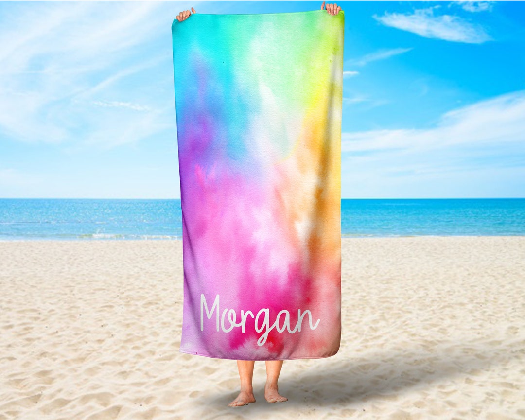 Personalized Tie Dye Beach Towel, Tie Dye Pool Party Towel, Tie Dye ...