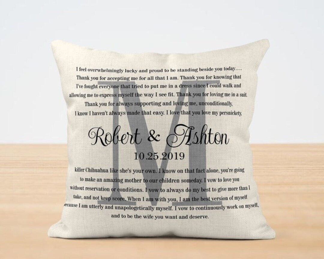 Personalized Wedding Vows Throw Pillow, Wedding Vows Gift, Anniversary
