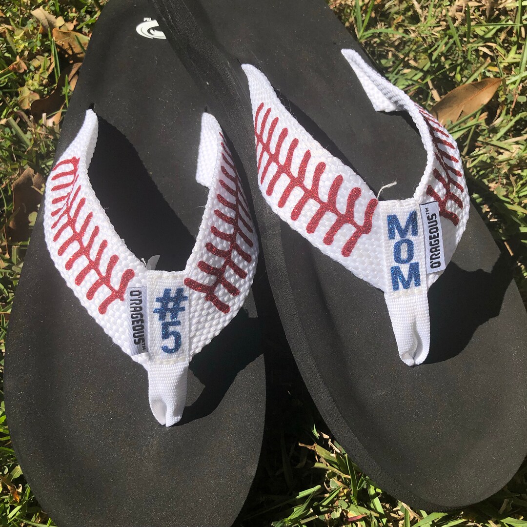 Personalized Baseball Flip Flops Custom Sandals With - Etsy