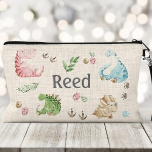 Personalized Dinosaur Zipper Bag, Dinosaur Crayon Bag, Kids Crayon Bag, Dinosaur Pencil Bag, School Pencil Bag, Dinosaur Theme Zipper Bag