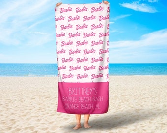 Poncho Beach TowelGirls Hooded Beach TowelButterfliesBarbie 