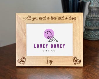Personalized Dog Wooden Photo Frame, Frame for Dog Lover, New Puppy Gift