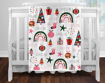 Personalized Christmas Baby Blanket, Custom Swaddle Blanket, Baby's First Christmas, Christmas gift, Newborn Blanket, Baby Shower gift