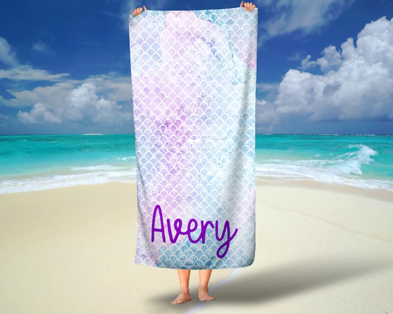 Personalized Mermaid Beach Towel Mermaid Pool Towel Summer Etsy