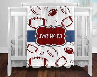 Manta de fútbol personalizada para bebé, manta de fútbol para niño pequeño, manta deportiva, regalo de baby shower personalizado, manta personalizada con nombre de bebé