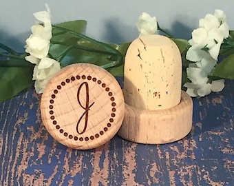 Monogrammed Engraved Wine Stopper, FREE ORGANZA BAG, Personalized initial Wine Cork, Birthday Gift for Wine Lovers, Custom Birthday Gift