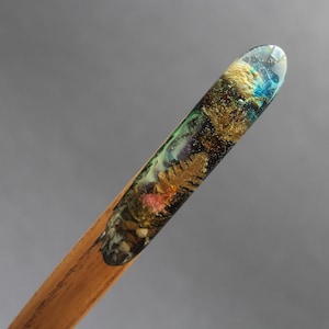 Hair stick Mushroom Real Moss Fern Hair Long Hair Holder slide Forest Witch Woodland Fairy Wood Resin Terrarium Mushroom Wooden Hair