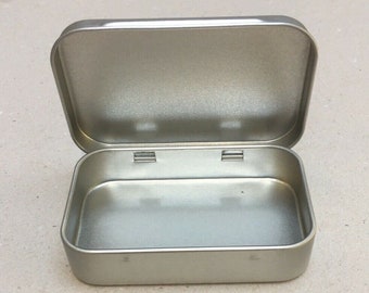 1 X 50ml Box, Storage Metal Tin, cigarette Hinged Tin, spices, Altoids Wallet, Container, New