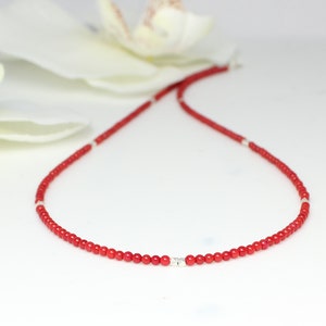 Red Coral Necklace,Tiny Red Coral Short Necklace.Minimalist Red Necklace,Short Necklace,Beaded Necklace,Necklace for Woman