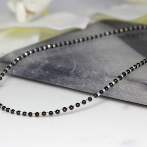 Onyx Beaded Choker: Sterling Silver Clasp, Karen Silver Beads