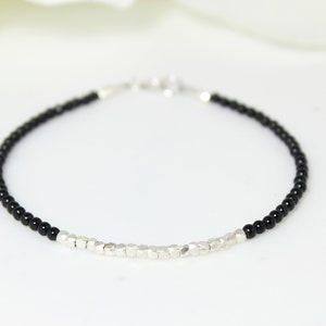 Tiny Black Onyx Bracelet,2mm Tiny Black  Bracelet,Minimalist Gemstone Beaded Bracelet,Stacking Bracelet,Bracelet for woman
