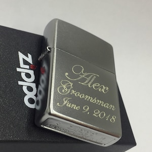 SATIN CHROME Personalized Engraved zippo Lighter (Best Man,Groomsmen, Father, Brother, Weddings, Birthdays).