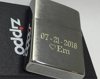 BRUSHED CHROME Zippo Lighter(Best Man,Groomsmen, Father, Brother, Weddings, Birthdays).