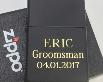 BLACK MATTE Personalized Zippo Lighter  Engraved Lighter (Best Man,Groomsmen, Valentine, Weddings, Birthdays).