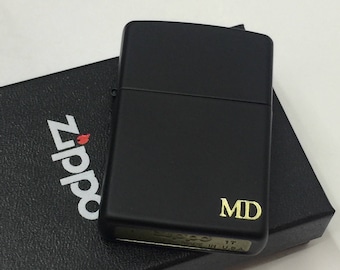 Black Matte Engraved Zippo Lighter, Personalized Gift
