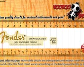 Fender Stratocaster 50s - Orange Logo - Vintage look Headstock Waterslide Decals