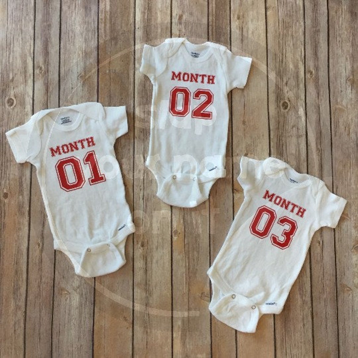 Boy Monthly Onesie® Set Set of 12 Soft Cotton Baby Etsy