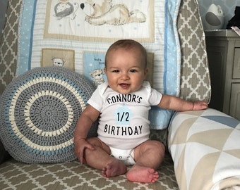 Half Birthday Onesie® || 1/2 Birthday Shirt with Name || Half Birthday Outfit || Personalized 1/2 Birthday Onesie®