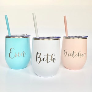 Wine Glass with Name | Laser Engraved Wine Tumbler | Personalized Wine Glass | Christmas Gift | Bridal Party | Birthday Gift