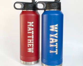 Laser Engraved Water Bottle || Back to School || Custom Cup with Name or Logo || Personalized Tumbler || Sports Bottle Team Gift