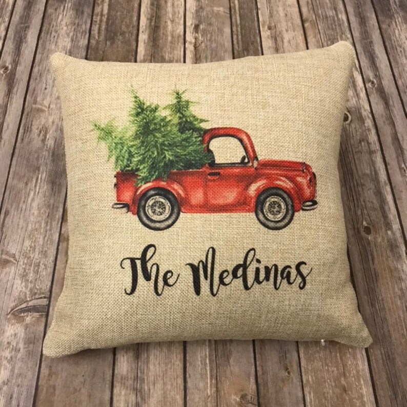 Vintage Truck Pillow FREE SHIPPING Custom Burlap Pillow Etsy
