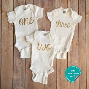 Monthly Onesie® Set with Month Number Set of 12 Baby Milestone Bodysuits Baby's First Year Baby Shower Gift GLITTER AVAILABLE image 3