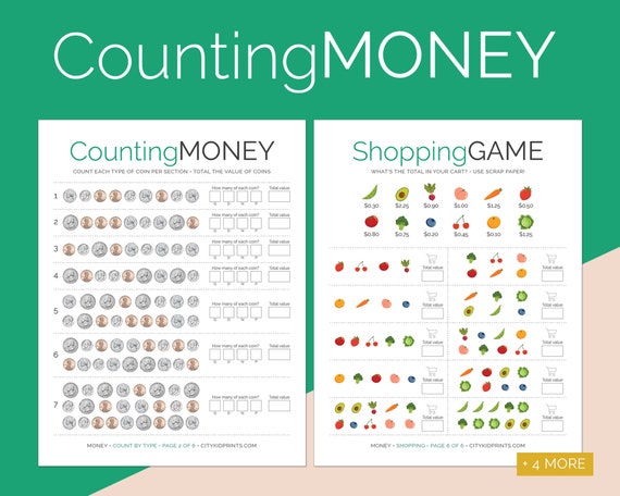 counting money printable worksheets 2nd grade and up etsy singapore